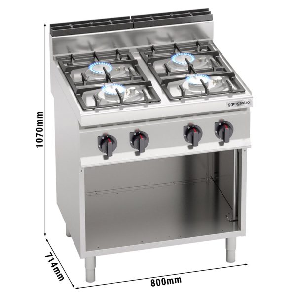 Cuisinière à gaz - 21,5 kW - 4 brûleurs