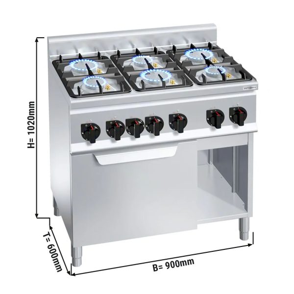 Cuisinière à gaz - 28,5 kW - 6 brûleurs - Four électrique à convection - 3 kW