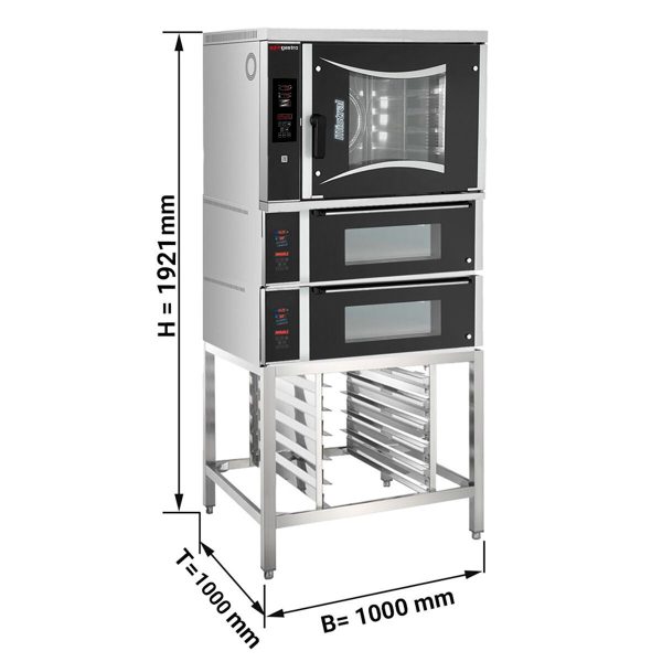 Four combiné à gaz de boulangerie - Digital - 6x EN 60x40 - incl. 2 fours à pizza & support