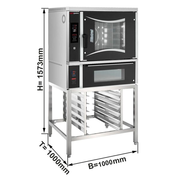 Four combiné à gaz de boulangerie - Digital - 6x EN 60x40 - four à pizza & support inclus