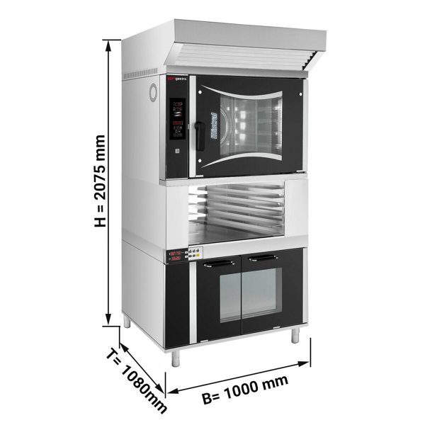 Four combiné à gaz de boulangerie - Digital - 6x EN 60x40 - hotte, armoire de fermentation & support inclus