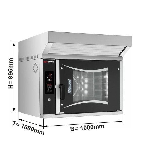 Four combiné à gaz de boulangerie - Digital - 6x EN 60x40 - incl. hotte avec moteur & condensateur