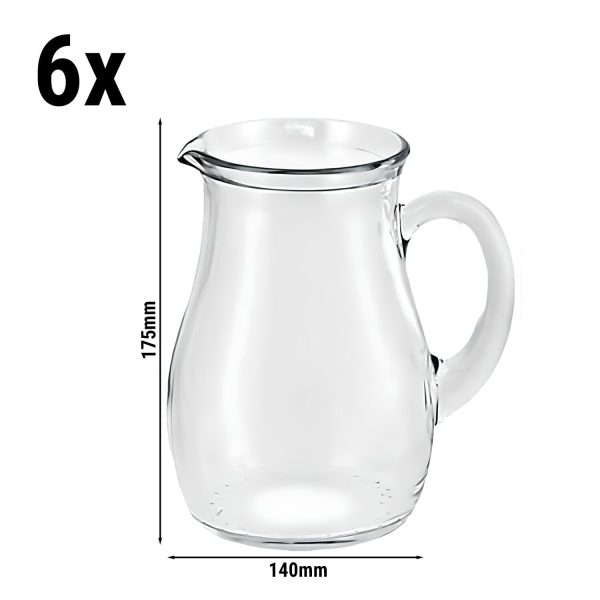 (6 pièces) Pichet/carafe en verre - VILLAGE - 1 litre - avec anse