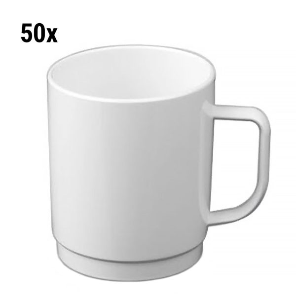 (50 pièces) Tasse à thé/café en polycarbonate, blanc - 250 ml