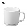 (50 pièces) Tasse à thé/café en polycarbonate, blanc - 200 ml