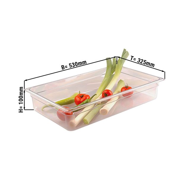 Bac gastronorme en polycarbonate GN 1/1 - Clair - Profondeur 100mm