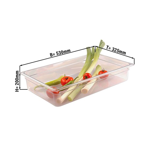 Bac gastronorme en polycarbonate GN 1/1 - Clair - Profondeur 200mm