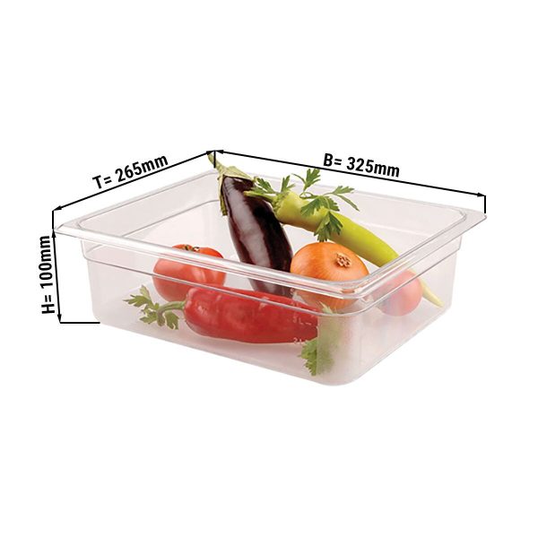 Bac gastronorme en polycarbonate GN 1/2 - Clair - Profondeur 100mm