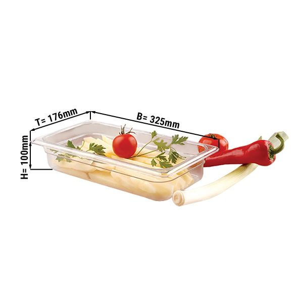 Bac gastronorme en polycarbonate GN 1/3 - Clair - Profondeur 100mm