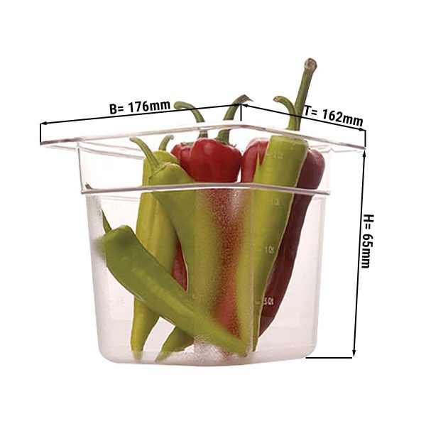 Bac gastronorme en polycarbonate GN 1/6 - Clair - Profondeur 65mm