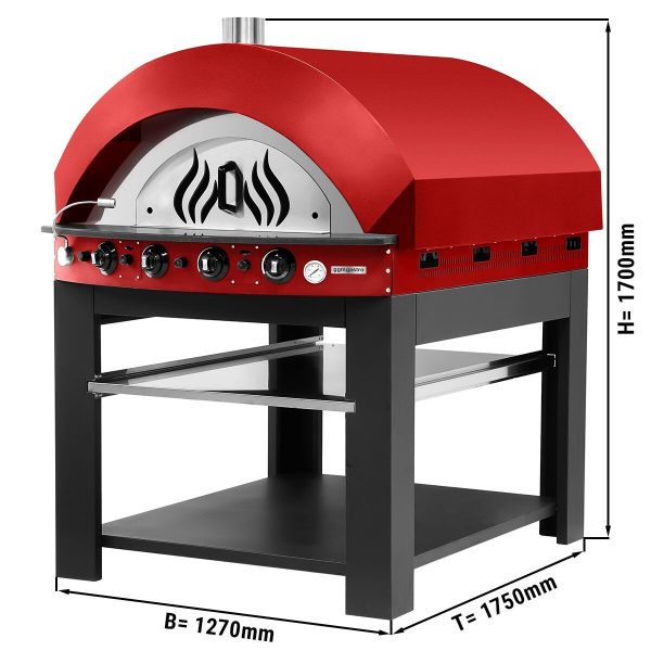 Four à pizza à gaz - Rouge- 11x 25cm - Manuel - Support inclus