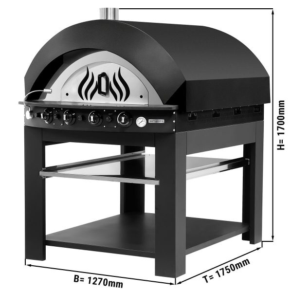 Four à pizza à gaz - Noir - 11x 25cm - Manuel - Support inclus