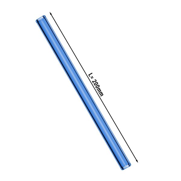 (50 pièces) Pailles en verre - droites - 200mm - bleu - brosse de nettoyage en nylon incluse