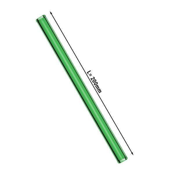 (50 pièces) Pailles en verre - droites - 200mm - vert - brosse de nettoyage en nylon incluse