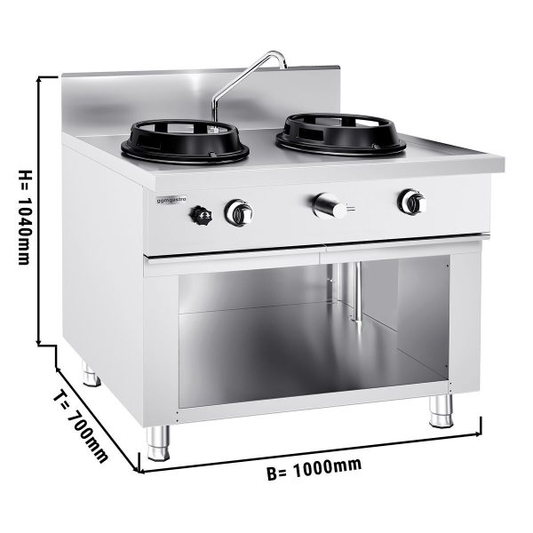 Cuisinière wok à gaz - 30 kW - 2 zones de cuisson - incl. 1 mini colonne d'eau