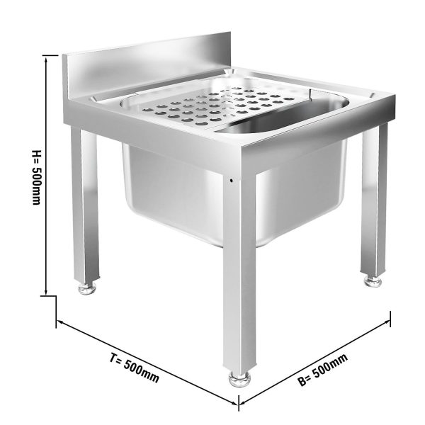 Évier avec grille d'égouttage réglable