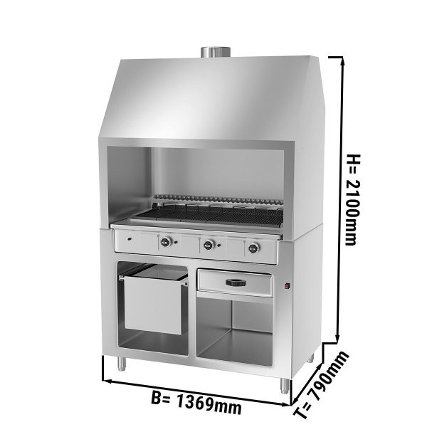 Grill à gaz BERLIN - 1,37m - aspect inox