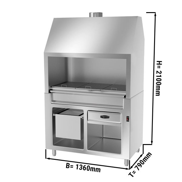 Grill au charbon de bois BERLIN - 1,36m - aspect inox