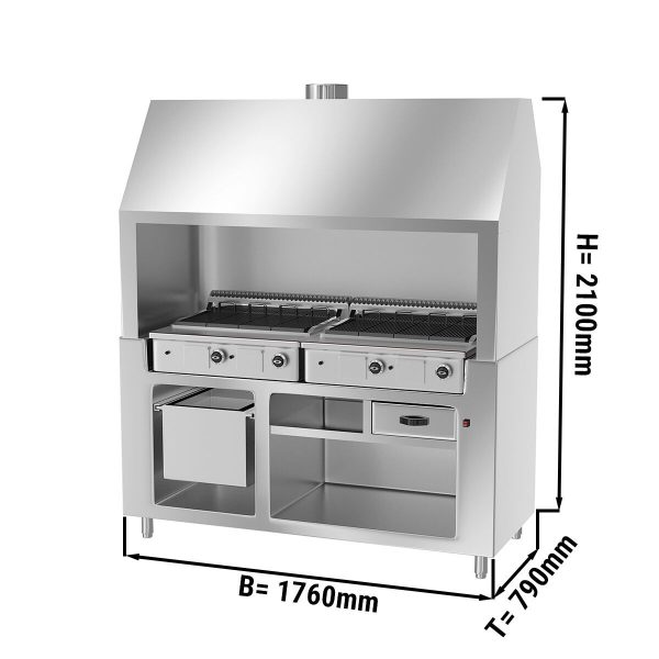 Grill à gaz BERLIN - 1,76m - aspect inox