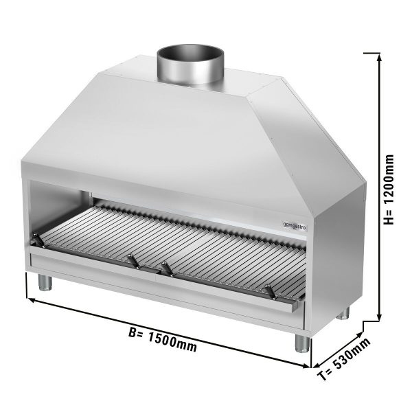 Grill en acier inoxydable au charbon de bois - 1,5m