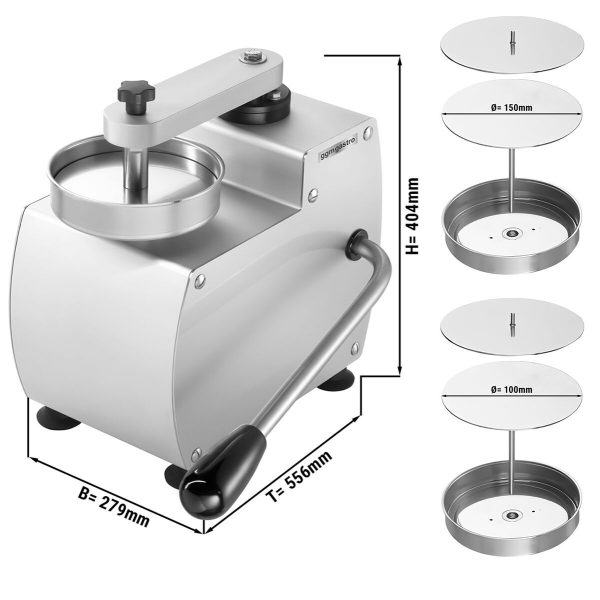 Machine à hamburger manuelle - y compris moule à galette Ø 10 + 15 cm