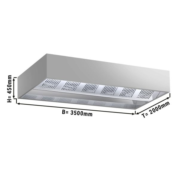 Hotte de plafond à induction - 3,5m - avec filtre & lampe LED