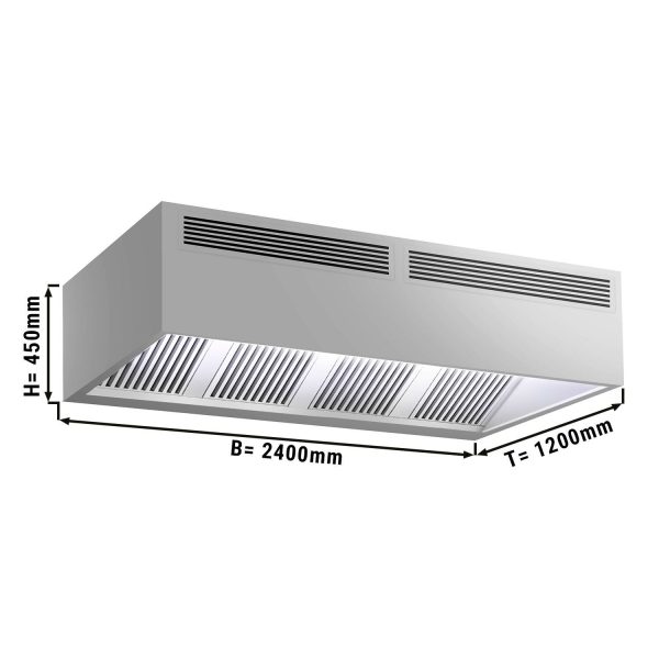 Induction box hood - 2,4m - with filter & LED lamp