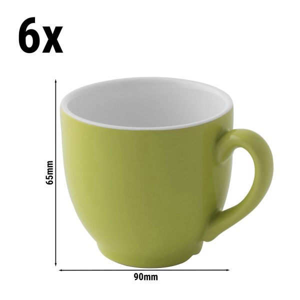 (6 pièces) COULEURS - Tasse à café - 140ml - Citron vert