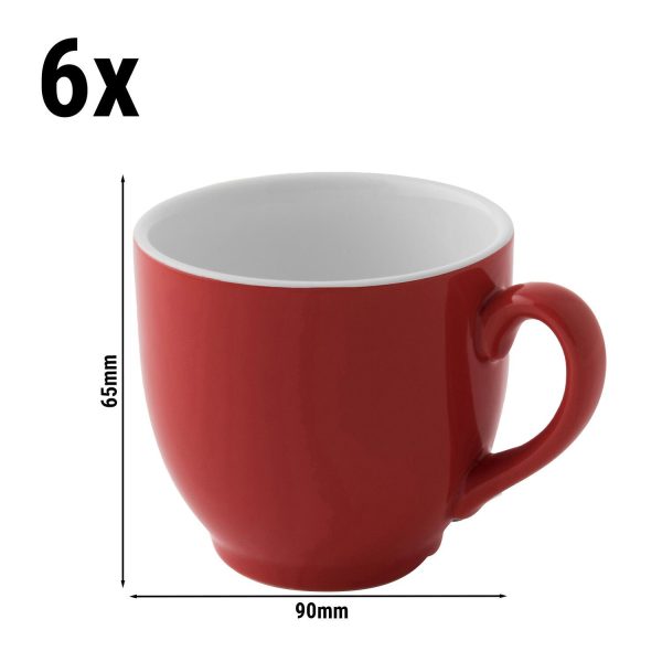 (6 pièces) COULEURS - Tasse à café - 140ml - Rouge