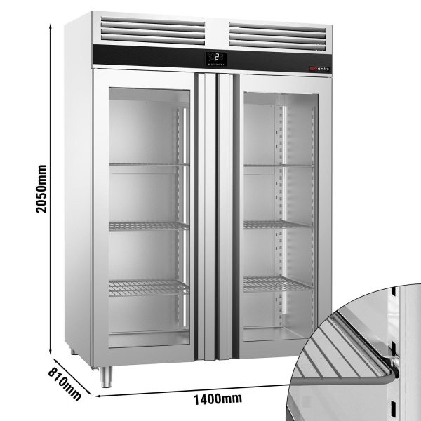 Réfrigérateur en acier inoxydable PREMIUM - GN 2/1 - 1400 Litres - avec 2 portes vitrées