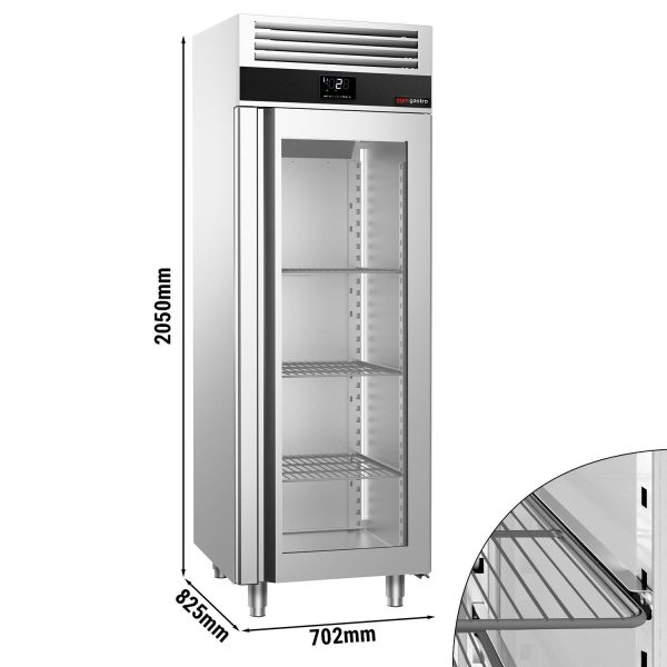 Réfrigérateur en acier inoxydable PREMIUM - 700 Litres - avec 1 porte vitrée