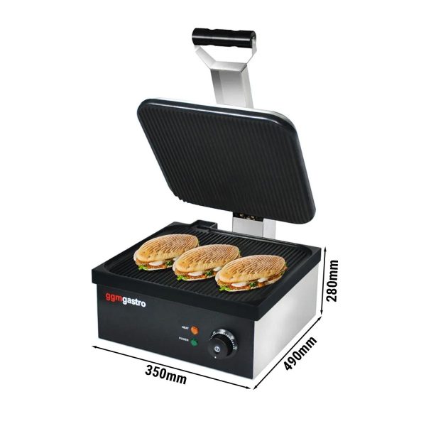 Grill de contact - 2,2 kW - Rainuré en haut et en bas - Surface de cuisson : 350x330mm