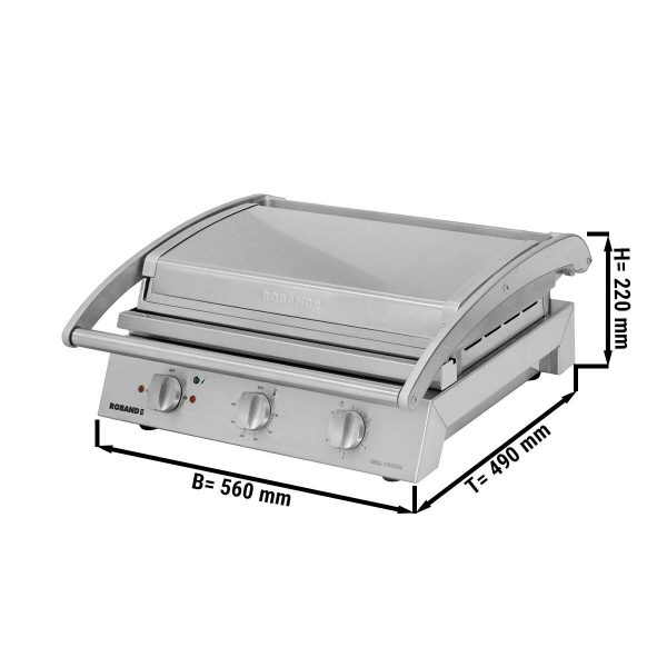 ROBAND | Grill de contact | Grill à hamburgers - 3,1 kW - Rainuré en haut & Lisse en bas - Surface de cuisson : 500x275mm