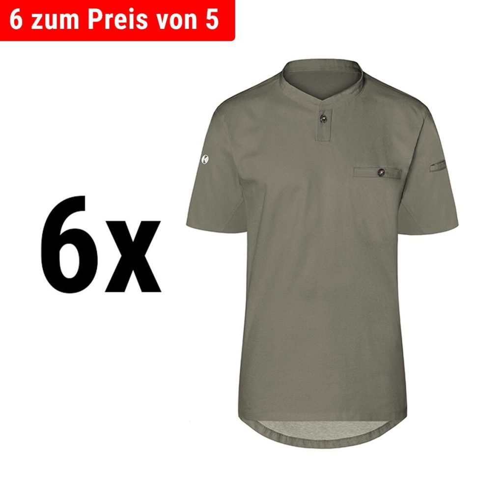 (6 pièces) KARLOWSKY | Chemise de travail manches courtes homme Performance - Sauge - Taille : 5XL