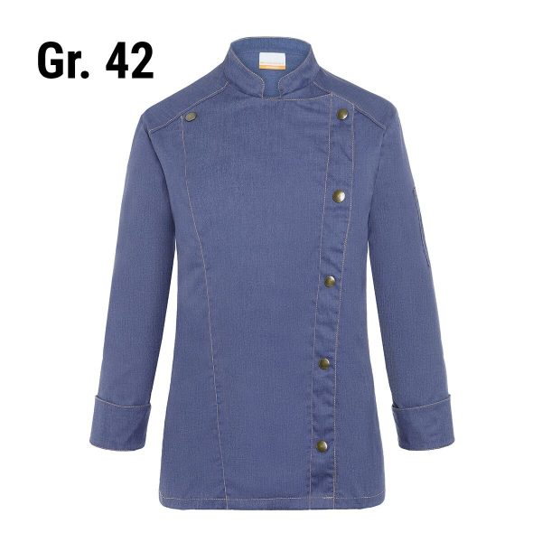 (6 pièces) KARLOWSKY | Veste de cuisine femme style jeans - Bleu Vintage - Taille : 42