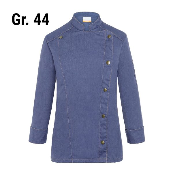 (6 pièces) KARLOWSKY | Veste de cuisine femme style jeans - Vintage Blue - Taille : 44