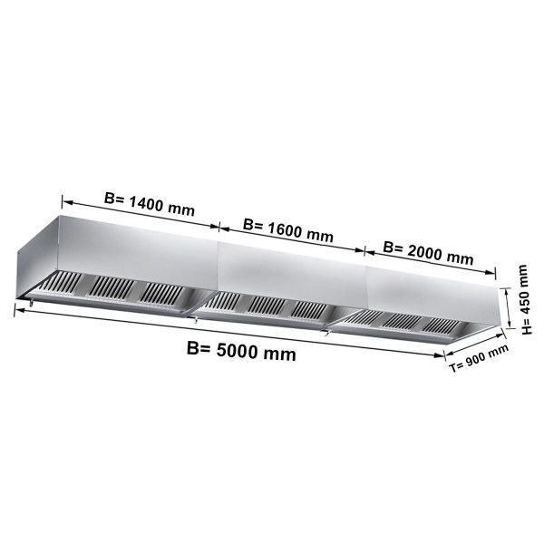 Hotte murale cubique statique 5,0 m - avec filtre et lampe