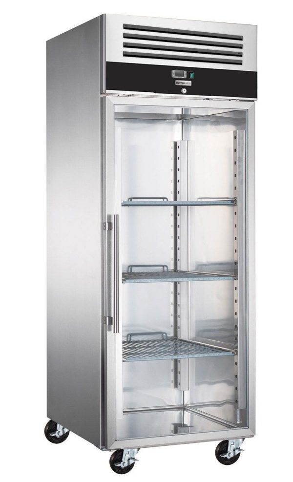 Congélateur pour boulangerie en acier inoxydable PREMIUM - EN 60x80 - 600 litres - 1 porte vitrée, rails et grilles de support