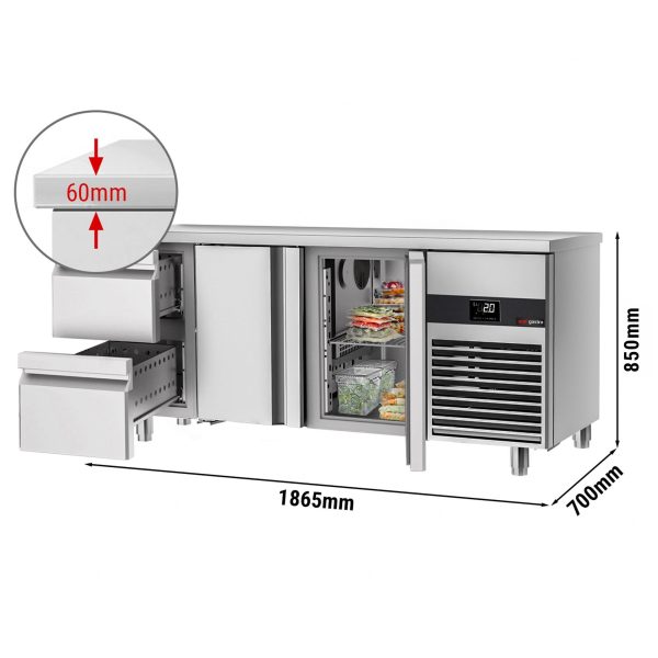 Table réfrigérée PREMIUM - 1865x700mm - avec 2 portes & 2 tiroirs