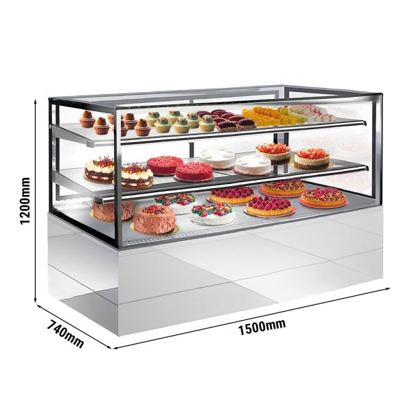 Vitrine à gâteaux - 1500mm - avec éclairage LED & 2 étagères