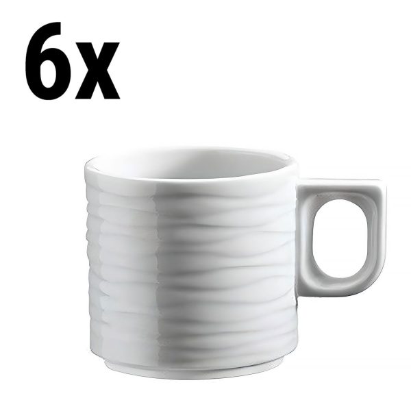 (6 pièces) SEA WAVE - tasse à café/thé - avec structure dans la surface- 230 cc