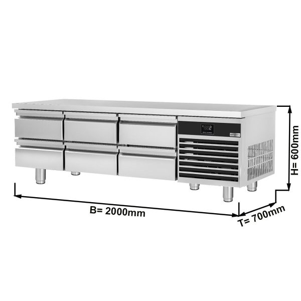 Meuble bas réfrigéré Premium - 2000mm - 210 litres - 6 tiroirs