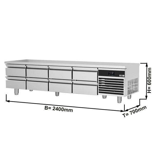 Meuble bas réfrigéré Premium - 2400mm - 310 litres - 8 tiroirs