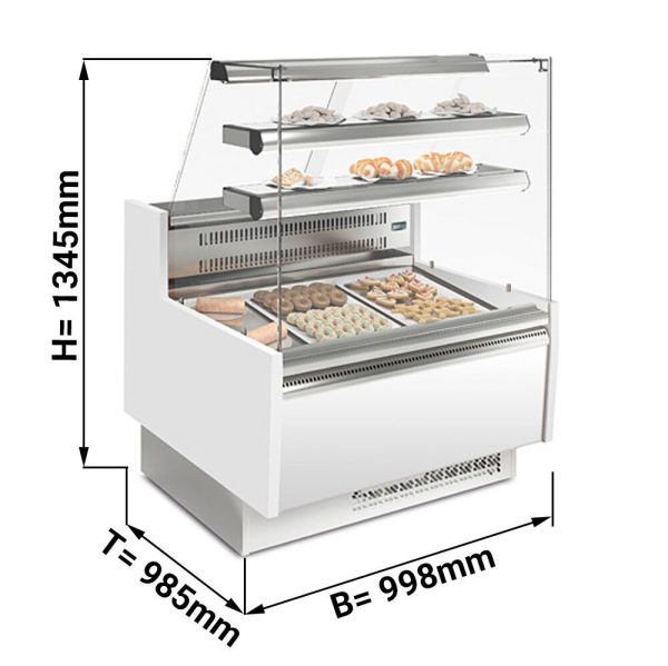 Comptoir à gâteaux - 990 mm - avec éclairage LED et 2 étagères