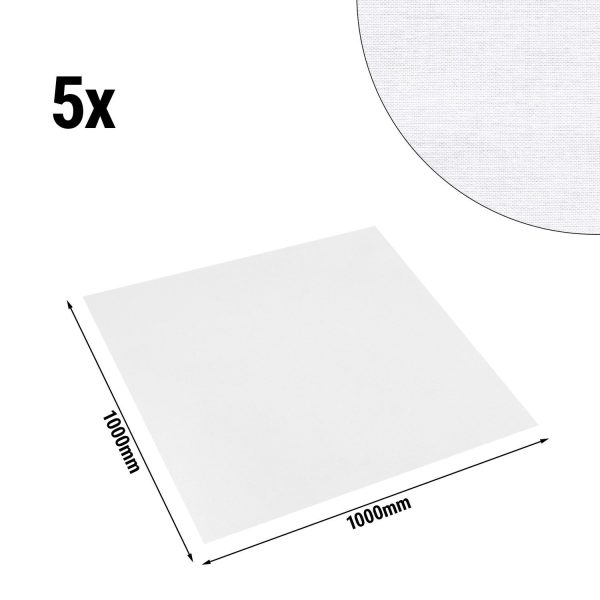 Nappe centre de table damassée Tessin Atlas - 100 cm x 100 cm - Lot de 5 pièces en blanc