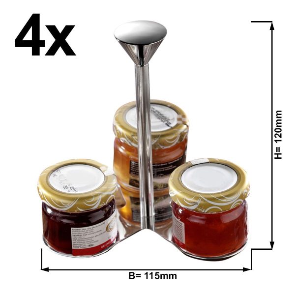 (4 pièces) Étagère à confiture / Support de buffet - Chrome - avec 3 étagères