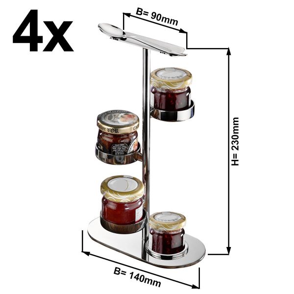 (4 pièces) Étagère à confiture / Support de buffet - Chrome - avec 4 étagères