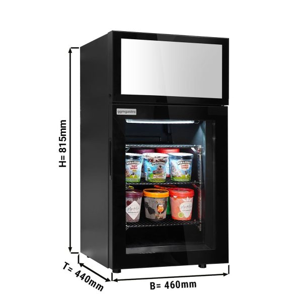 Congélateur minibar - 460mm - 1 porte vitrée & présentoir publicitaire