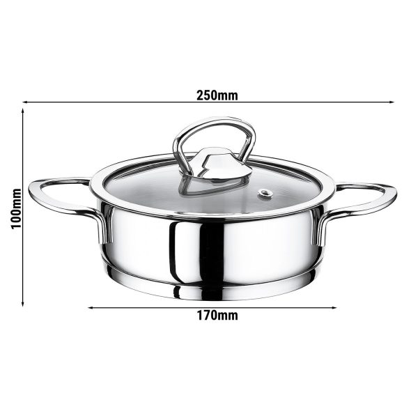 Mini casserole en inox avec couvercle - Ø 160 mm - Hauteur 50 mm - 1,00 litre