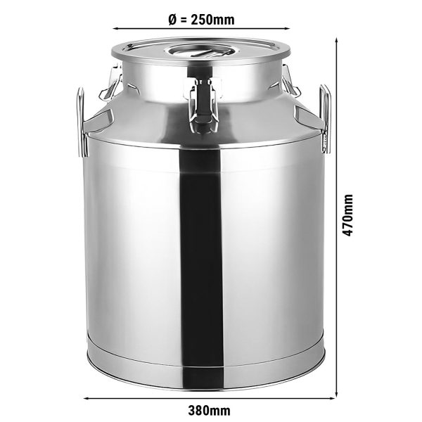 Pot à lait avec couvercle - inox - 40L